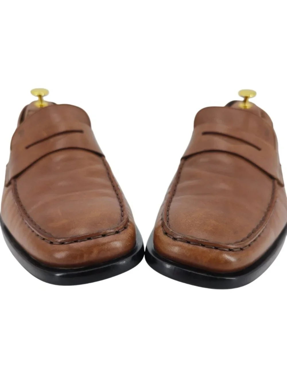 Tods Italy Mens Size 9.5 Light Brown Leather Dress Casual Shoes Penny Loafers - Picture 2 of 11